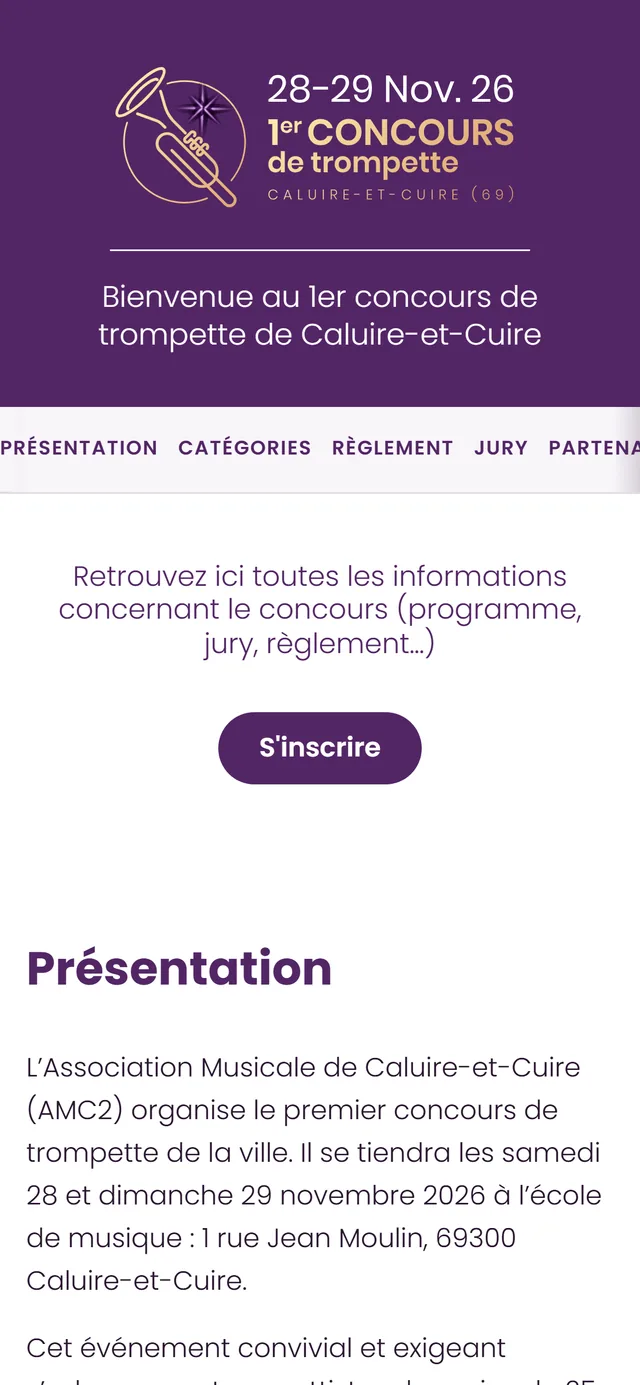 Le site du concours sur mobile